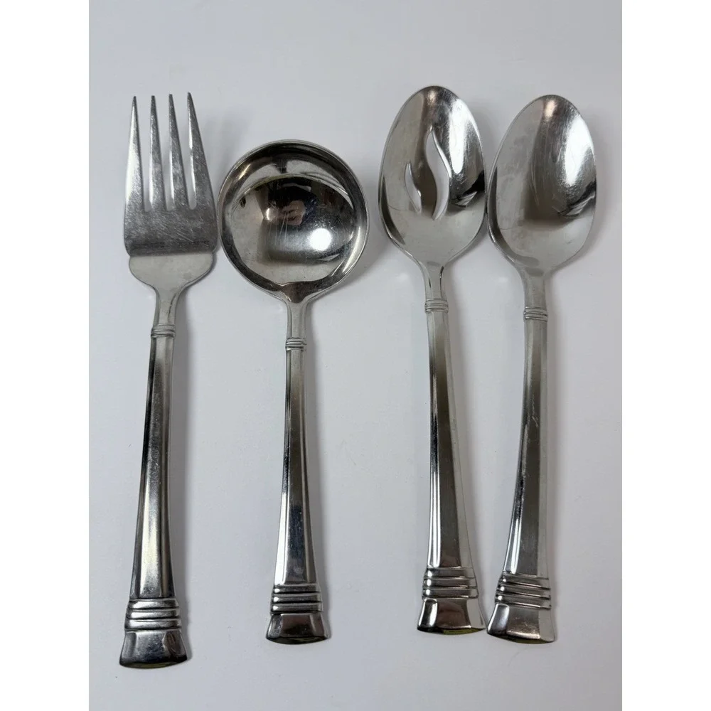 Wallace 18/10 Zenith 4 Serving Set spoons Meat Forks Stainless 18/10 Glossy‎